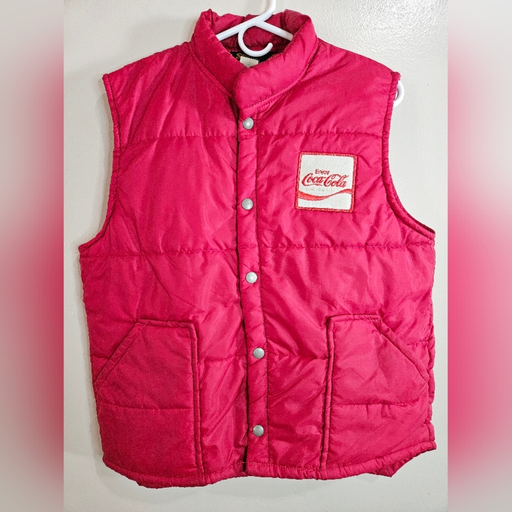 Vintage Coca-Cola pink puffer vest Swingster women’s M 80s retro logo